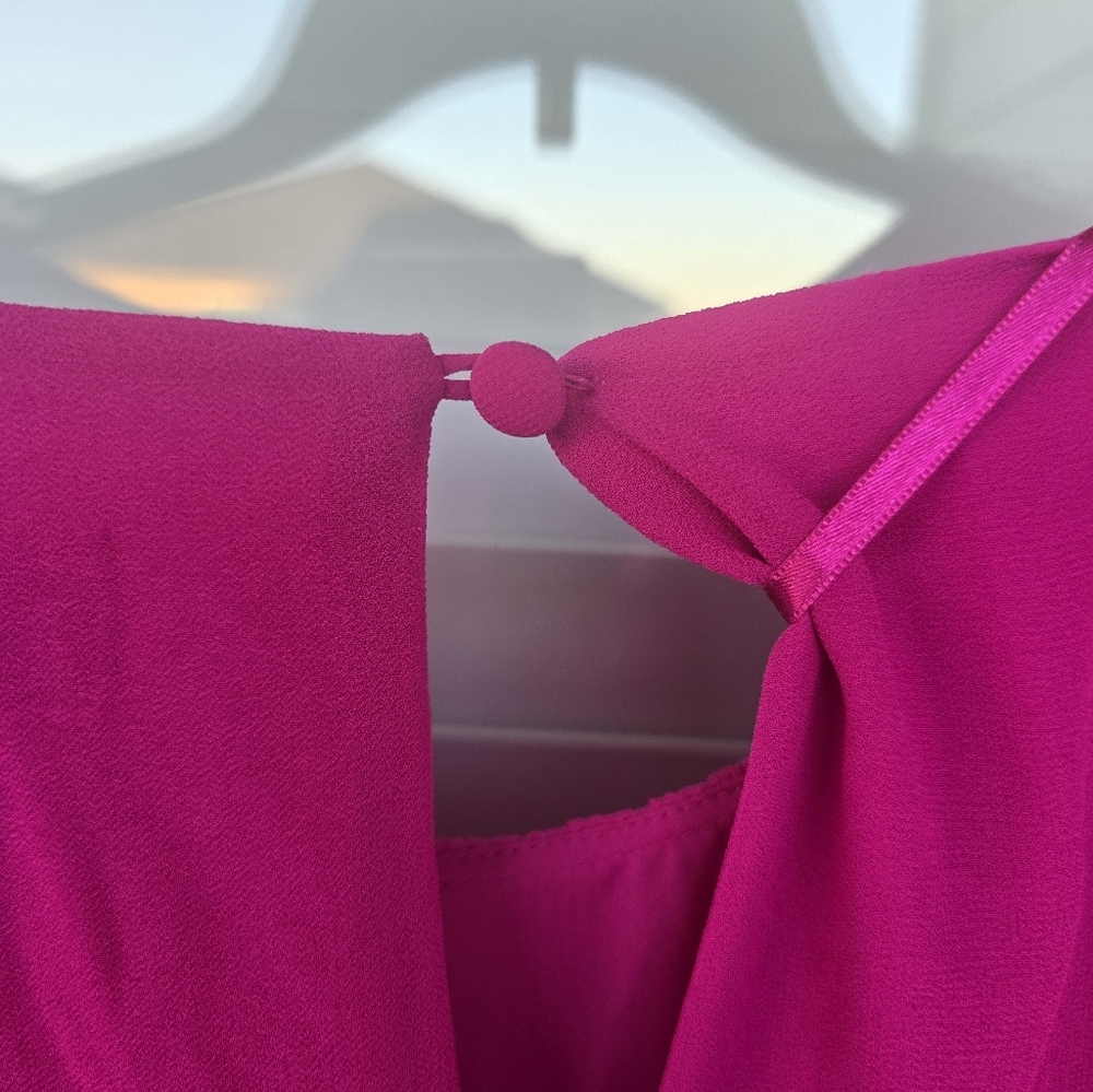 $109 Jessica Howard Shift Dress Sz 16 Plus Tiered Pink Chiffon Long Sleeves Date - Picture 16 of 16